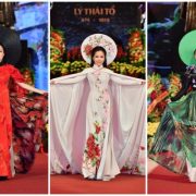 Bộ ba doanh nhân An Nhiên – Vivi An – Lee Nguyễn mở màn ấn tượng BST Hà Nội 12 sắc hoa của Hương Queen
