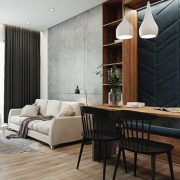 Căn hộ 64 m2 với nội thất xanh xám hot trend